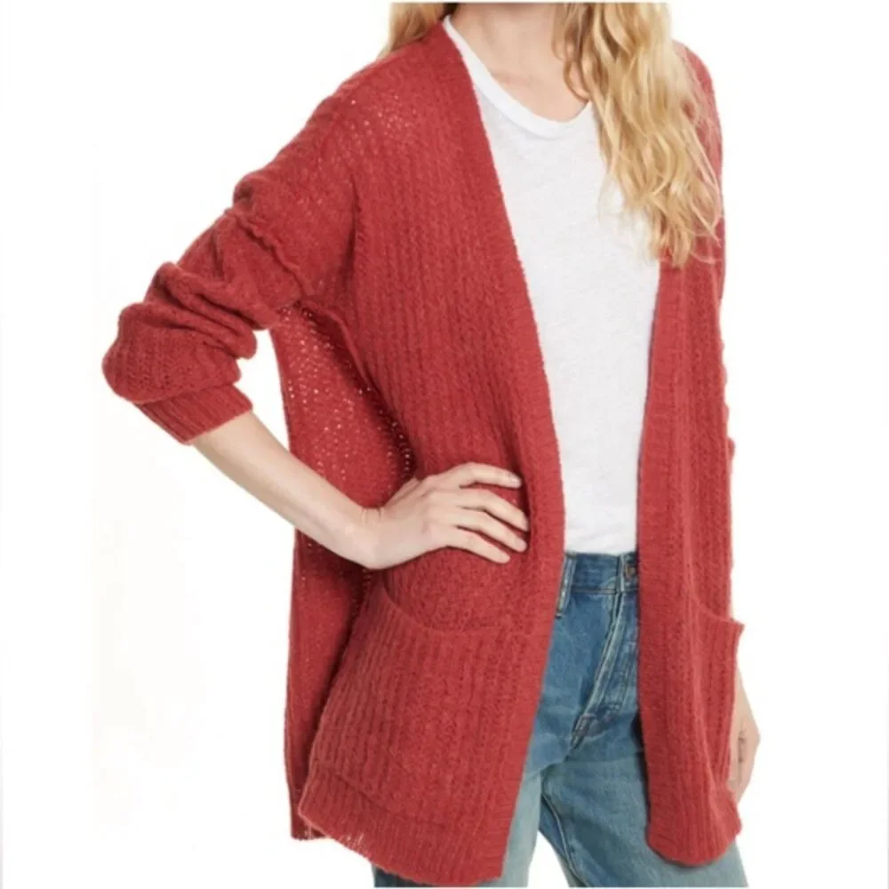 Free People Weekend Getaway Cardigan Alpaca Nylon Cozy Open Front S